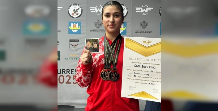 GAÜN’LÜ SPORCU BÜŞRA ÇAN’DAN AVRUPA REKORU