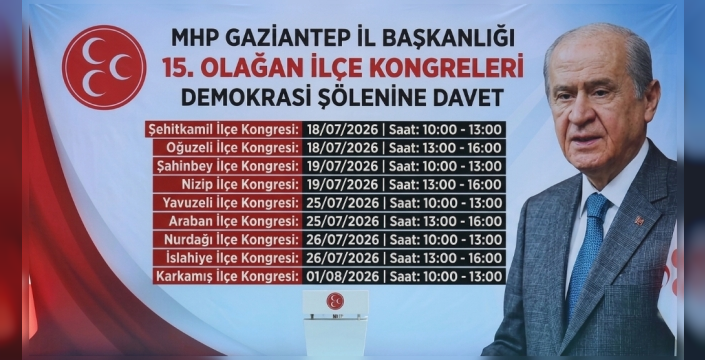 MHP GAZİANTEP İLÇE TEŞKİLATLARI 15. OLAĞAN KONGRE TAKVİMİ AÇIKLANDI